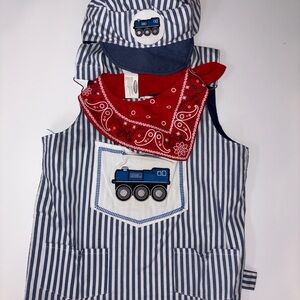 Striped Blue and White Train Conductor Costume Set